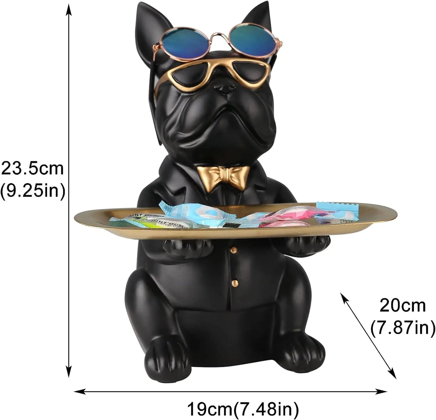 Resin Bulldog Storage Tray Statue