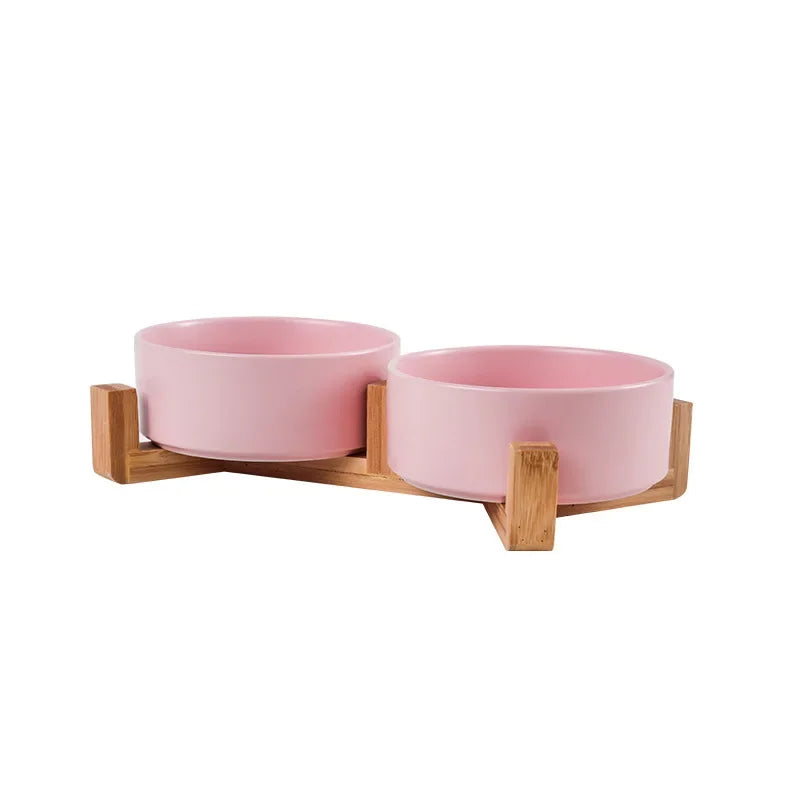 Ceramic Dog Food Bowl in Pink