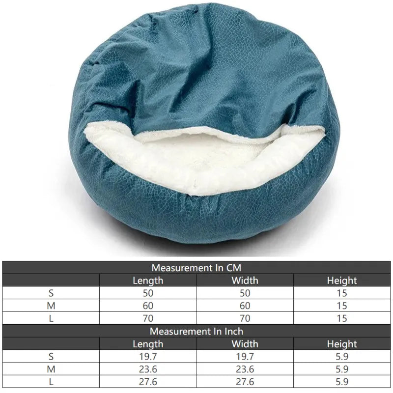 Dog Bed With Hooded Blanket in Blue