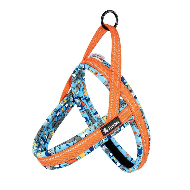Floral Dog Harness in Firecracker