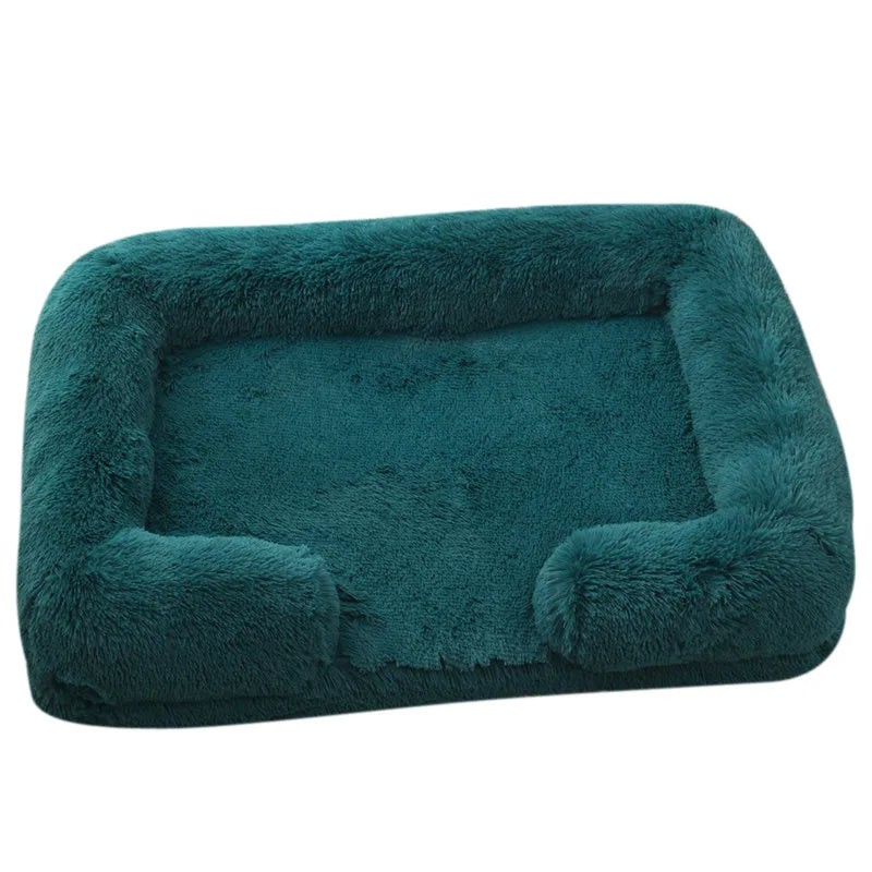 Fluffy Dog Bed in Turquoise Blue