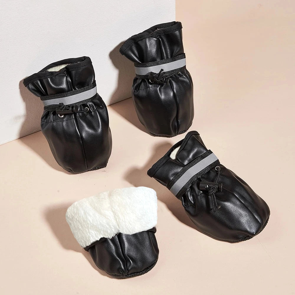 Non Slip Dog Shoes in Black (Fleece)