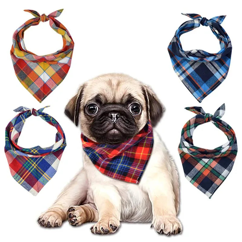 Dog Plaid Cotton Bandanas