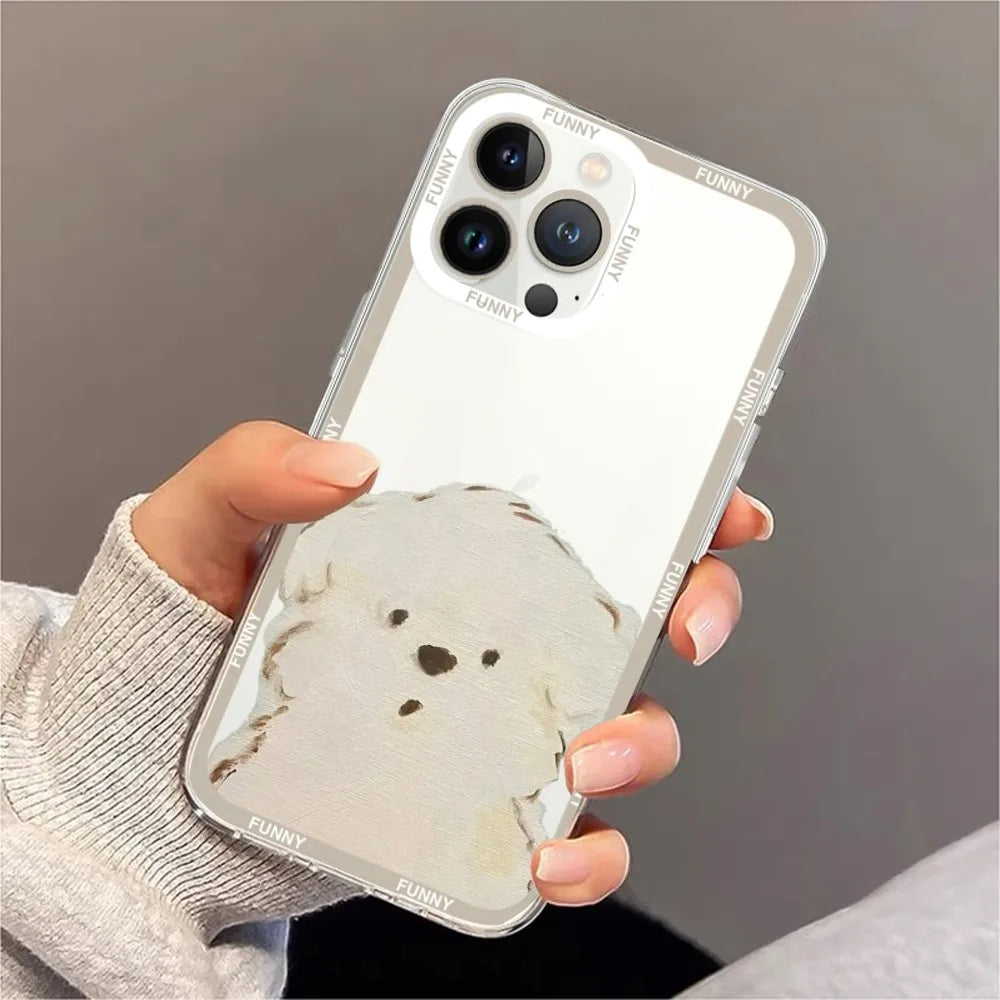 Cute Dog Phone Case in Beige Brown