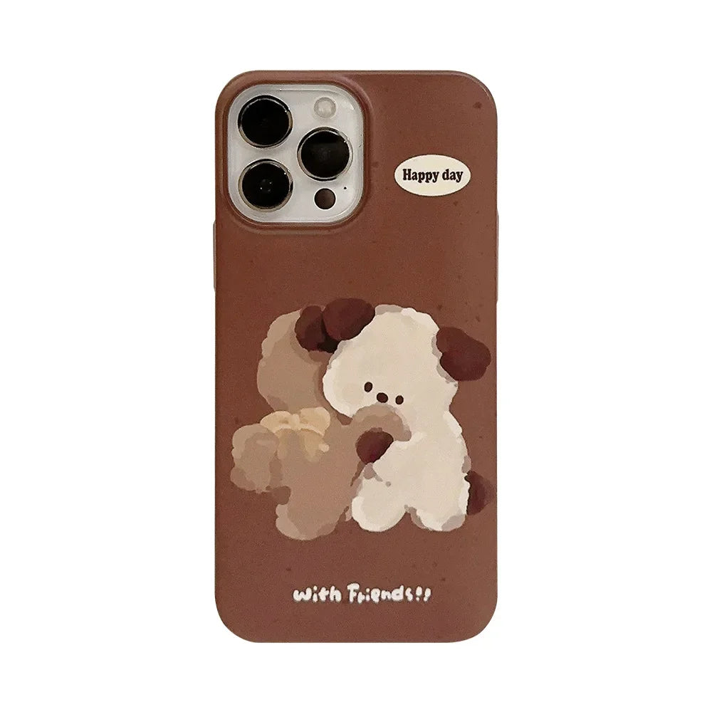 Cute Dog Phone Case for iPhone in Brown