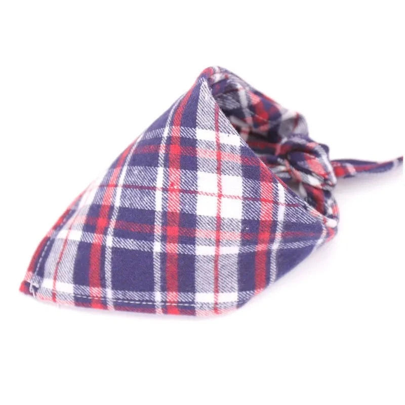 Dog Plaid Cotton Bandanas in Purple & Red