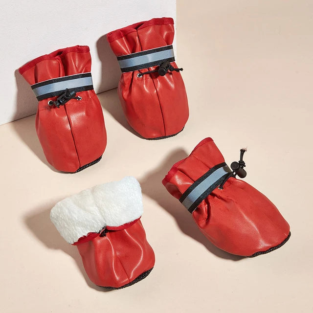 Non Slip Dog Shoes in Red (Fleece)