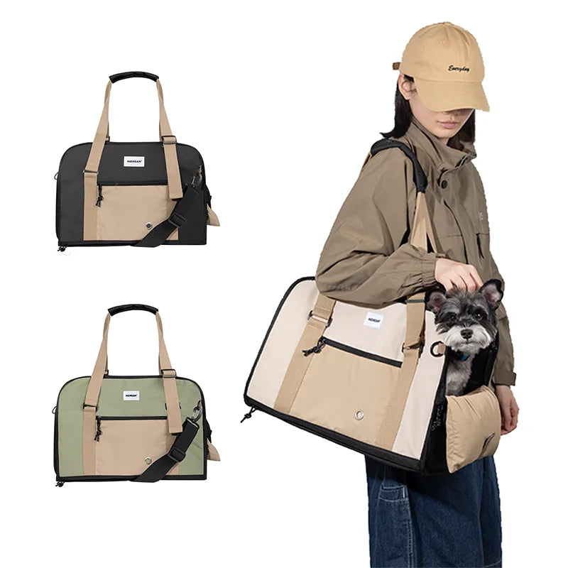 Small Dog Carrier Bag in Green With Accompanying Bag
