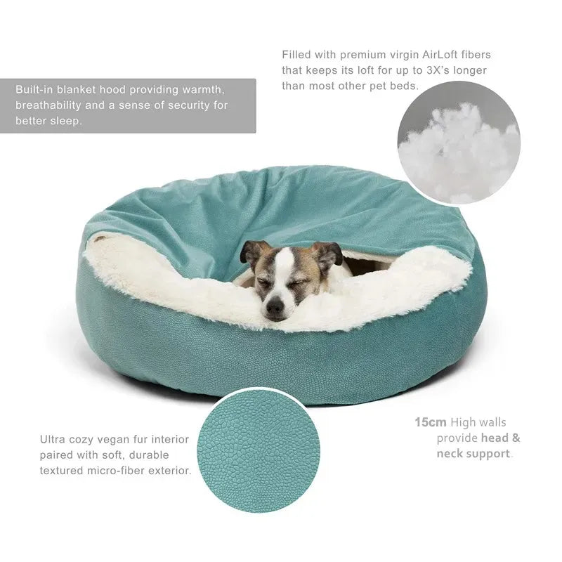 Dog Bed With Hooded Blanket