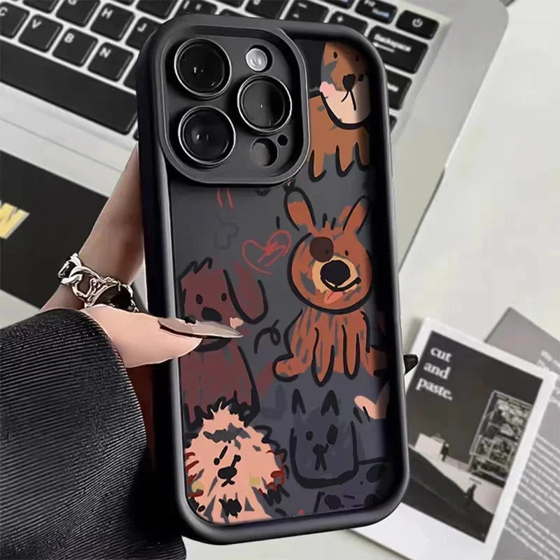 Graffiti Dog iPhone Cases in Black