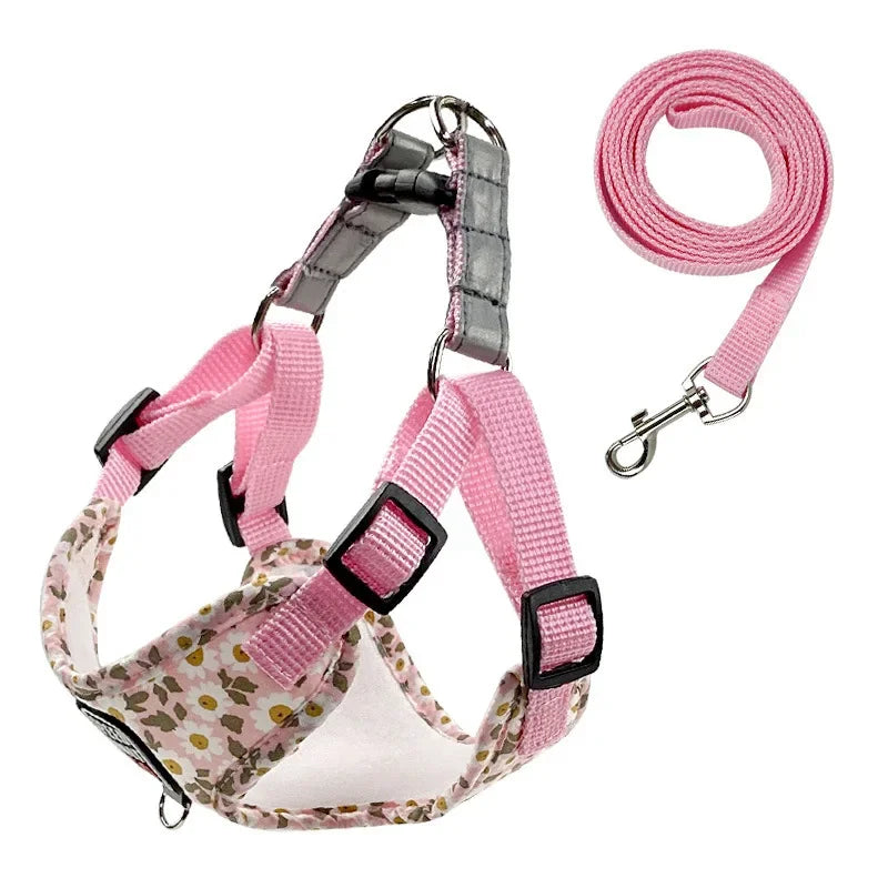 Floral Print Dog Harness in Pink