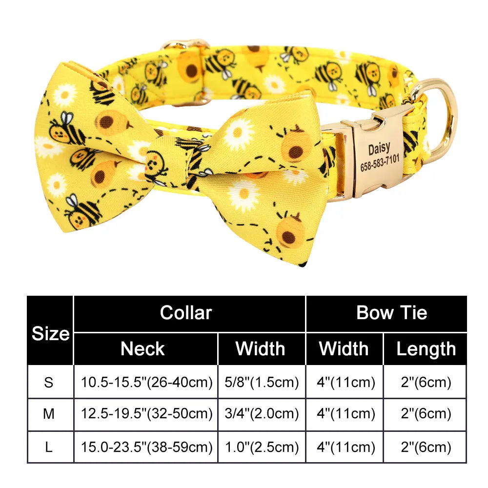 Dog Collar Bow in Yellow Bee