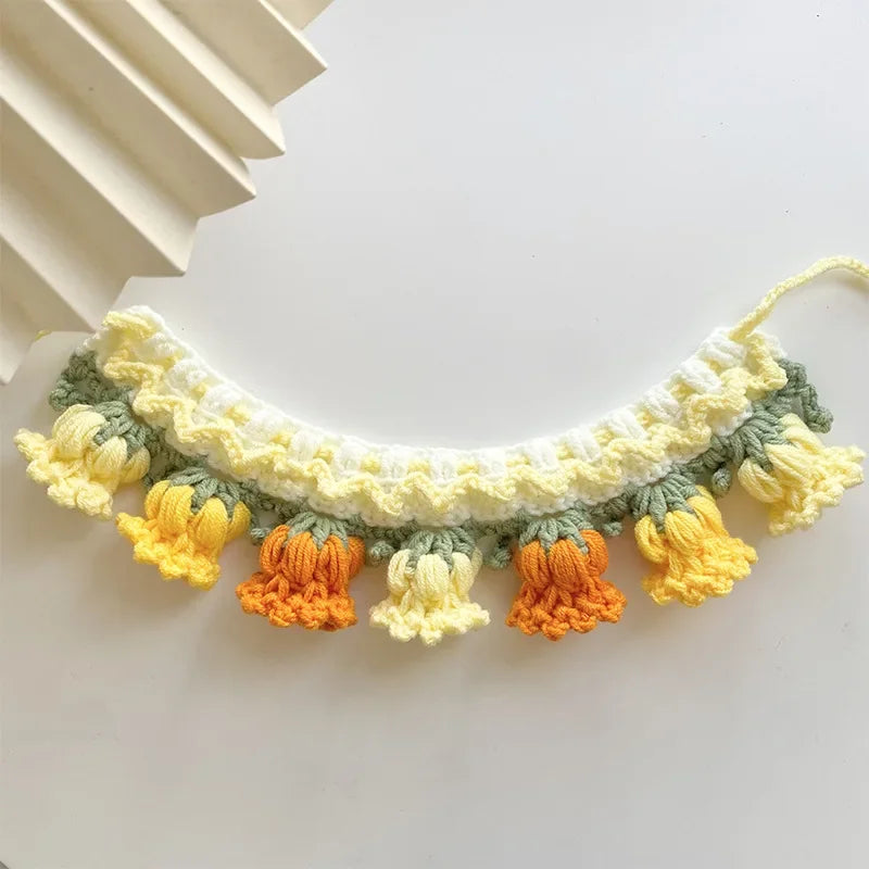 Knitted Dog Collar in Yellow