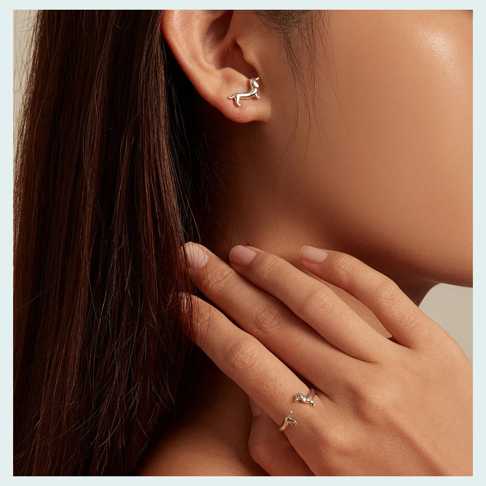 Dog Earrings & Ring