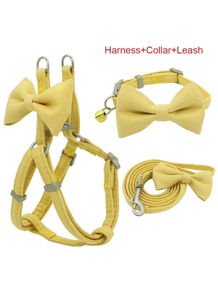 Small Dog Harness And Leash in Yellow