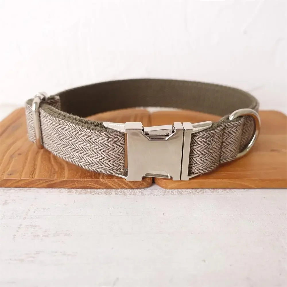Personalized Buckle Dog Collar in Beige Collar