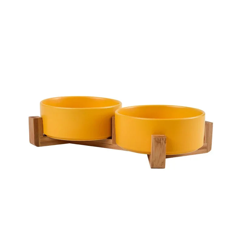 Ceramic Dog Food Bowl in Yellow