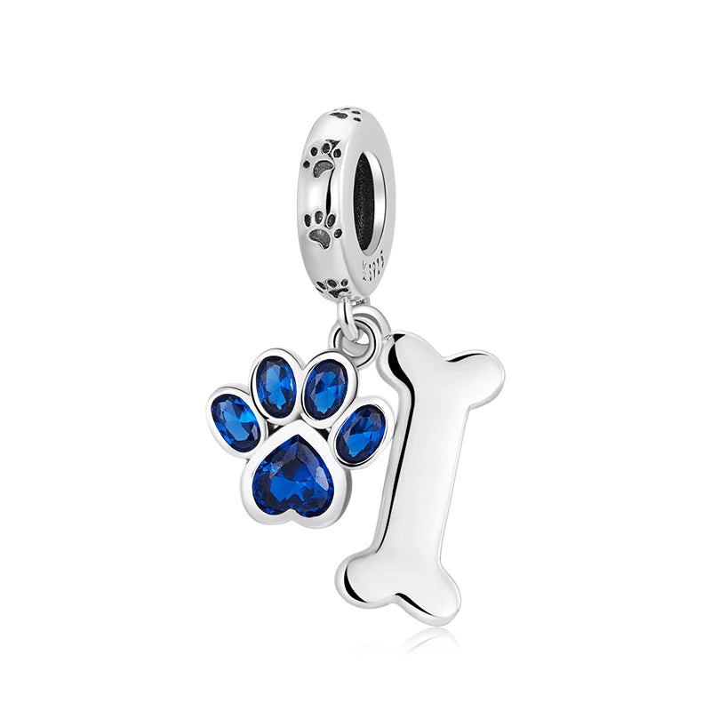 Dog Paw Pendant in Blue Dog Paw