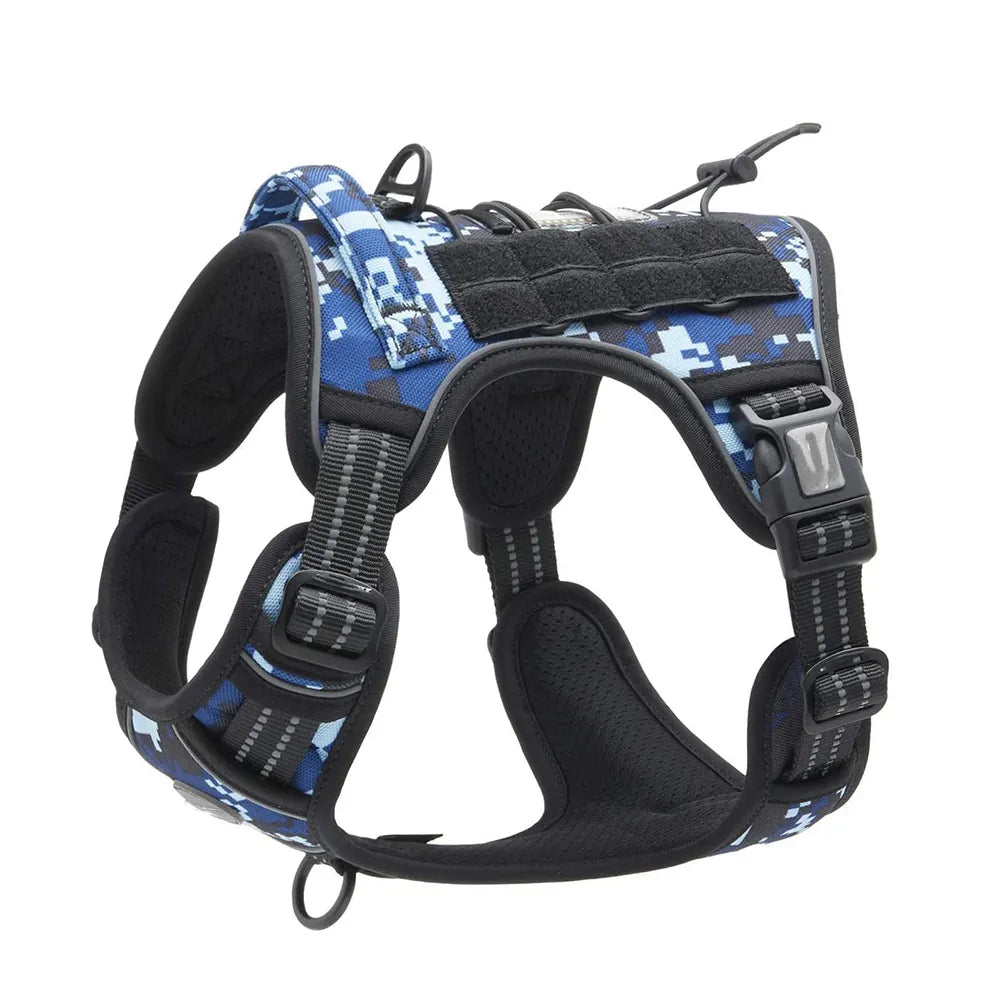 Adjustable Tactical Dog Harness in Blue Harness