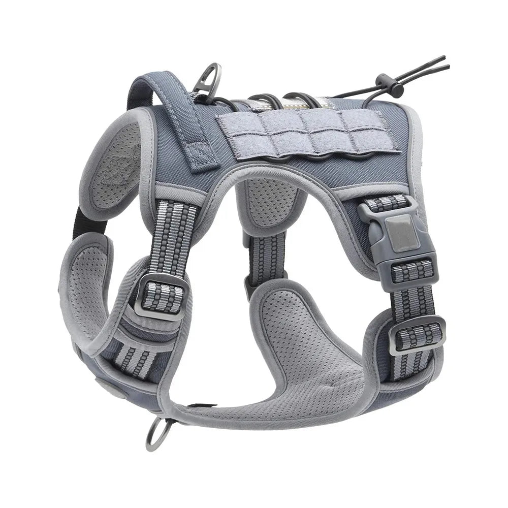 Adjustable Tactical Dog Harness in Gray Harness