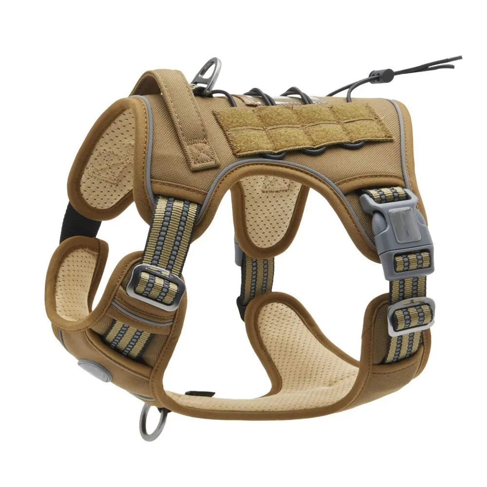 Adjustable Tactical Dog Harness in Khaki Harness