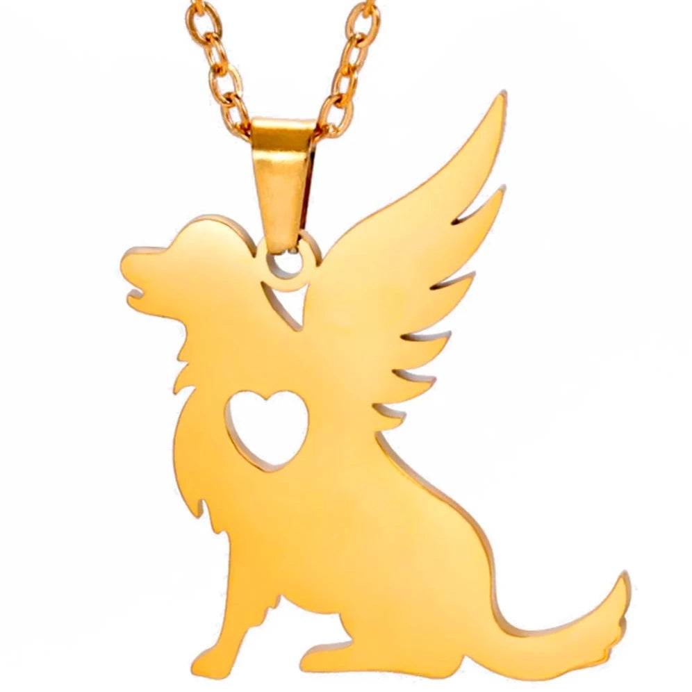 Angel Dog Necklace in Gold