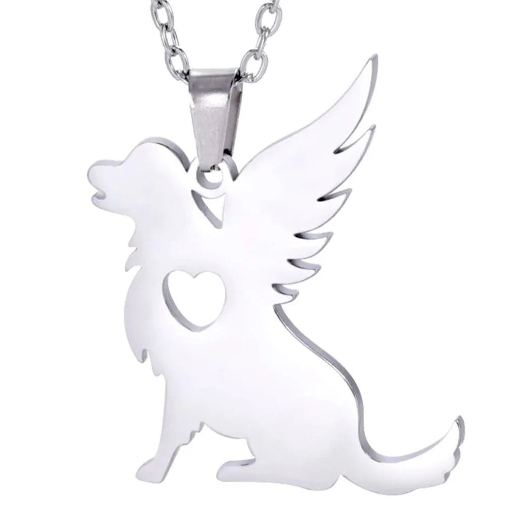 Angel Dog Necklace in Silver