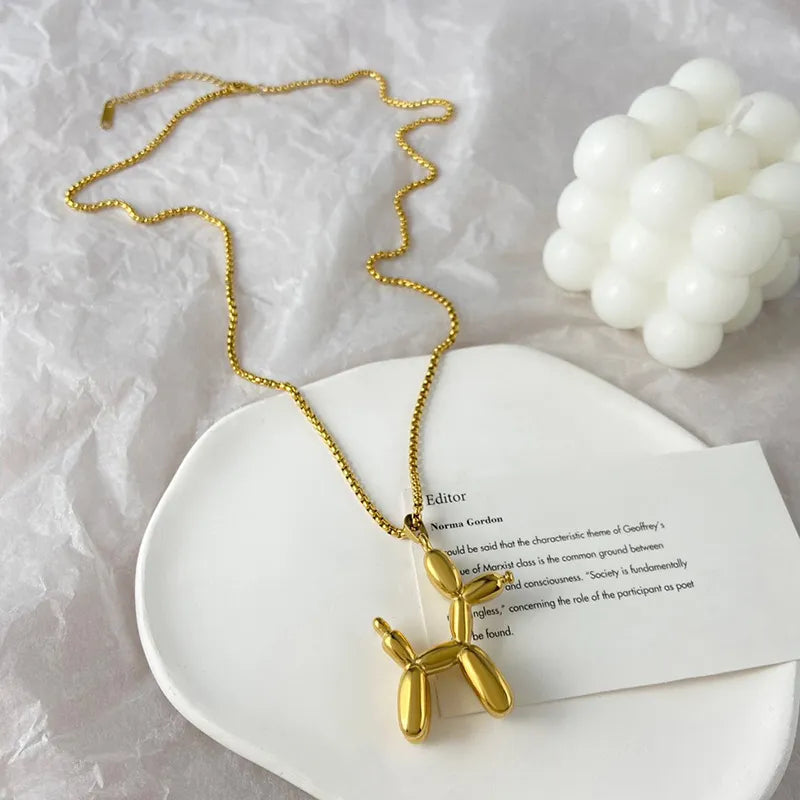 Balloon Dog Necklace in Gold