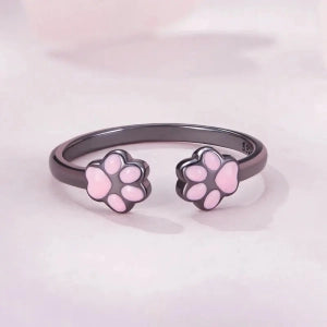 Black Pink Dog paw ring
