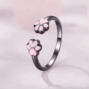 Black Pink Dog paw ring