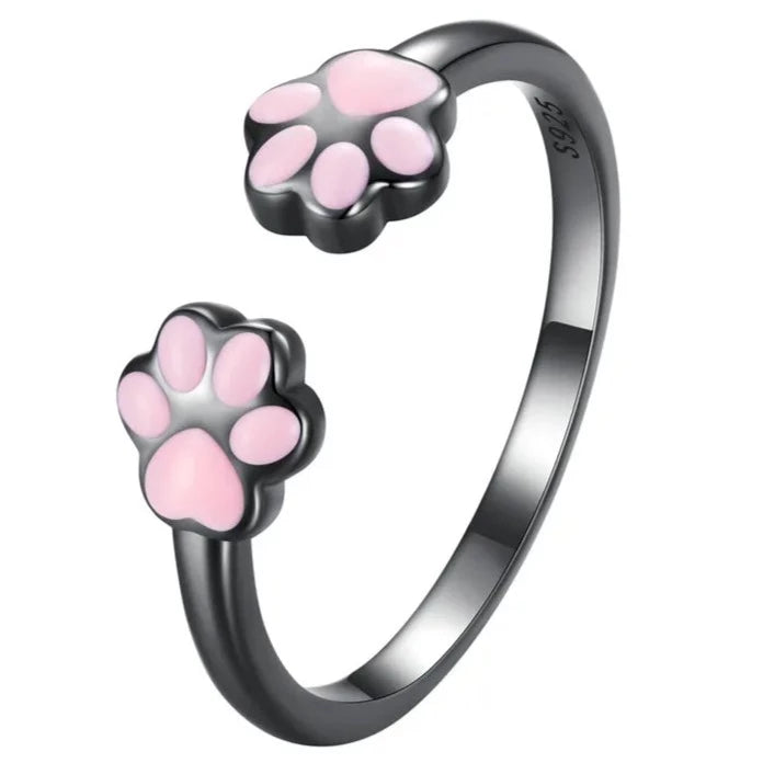 Black Pink Dog Paw Ring