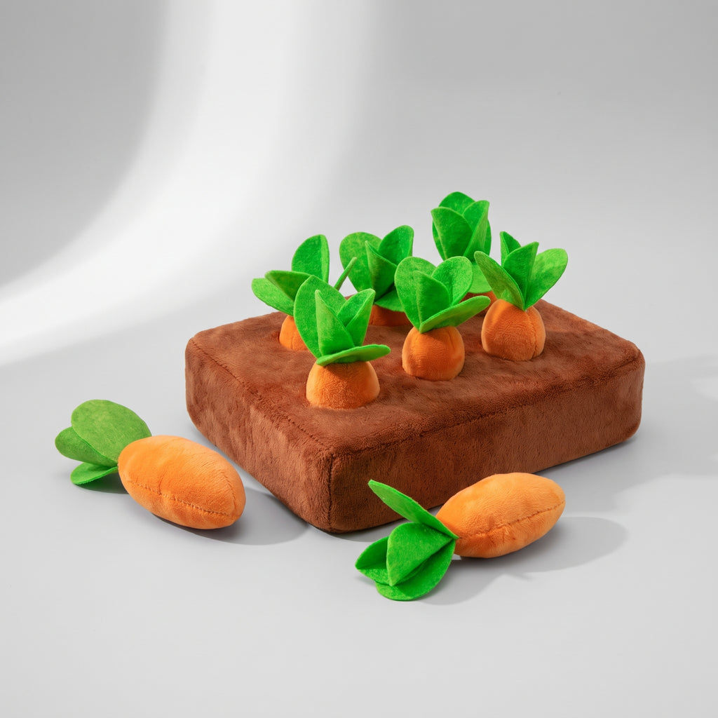 Carrot Snuffle Mat For Dogs, studio photo on a light grey background