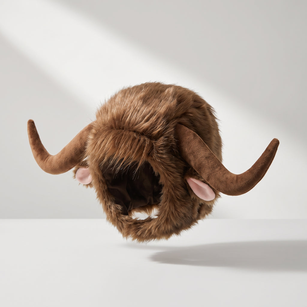 Cow Horns For Dogs Costume, studio photo on a light grey background