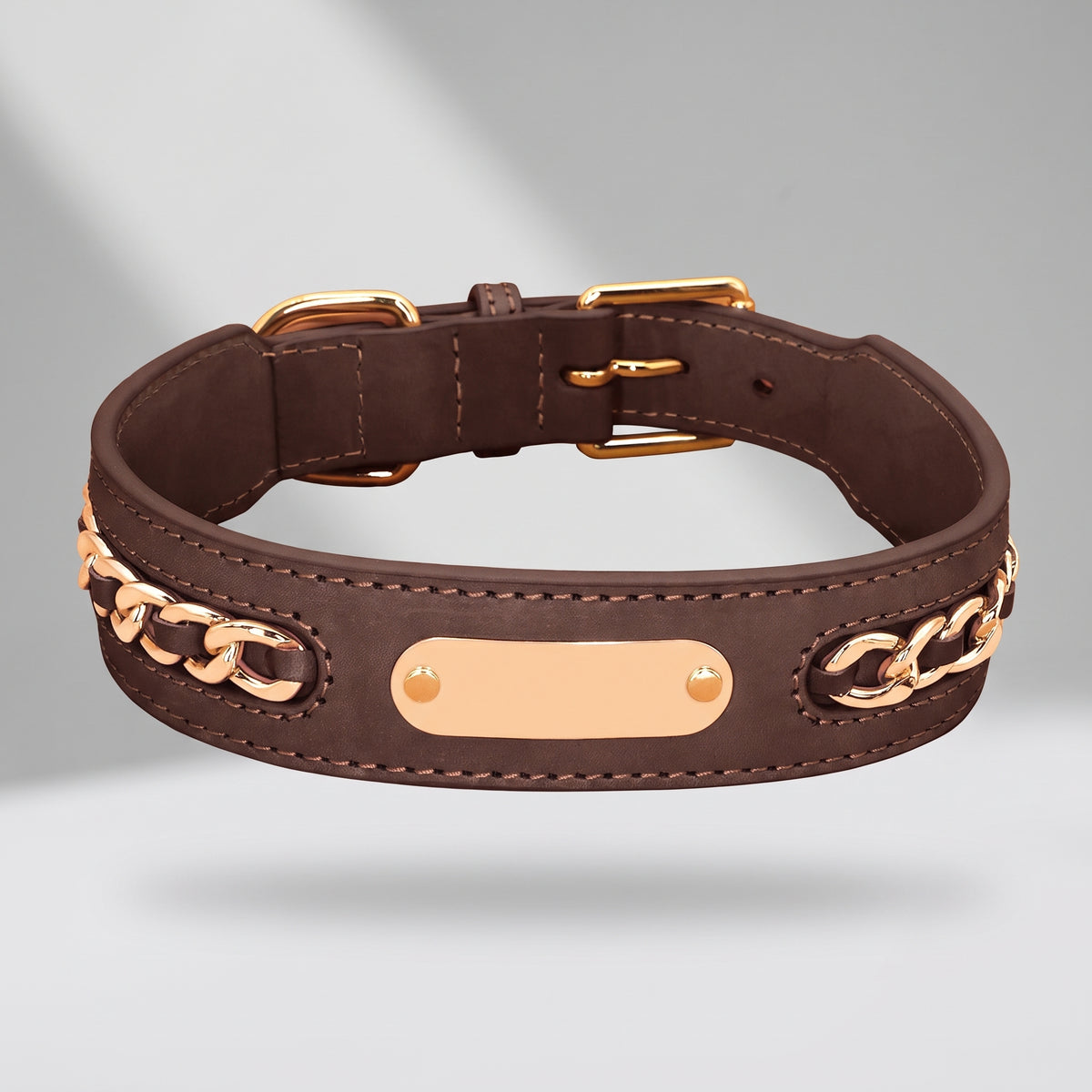Customized Dog Collar, studio photo on a light grey background