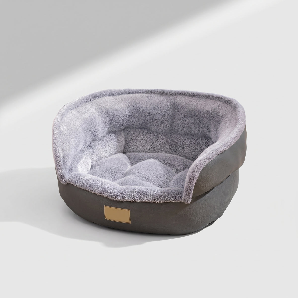Cute Small Dog Beds, studio photo on a light grey background