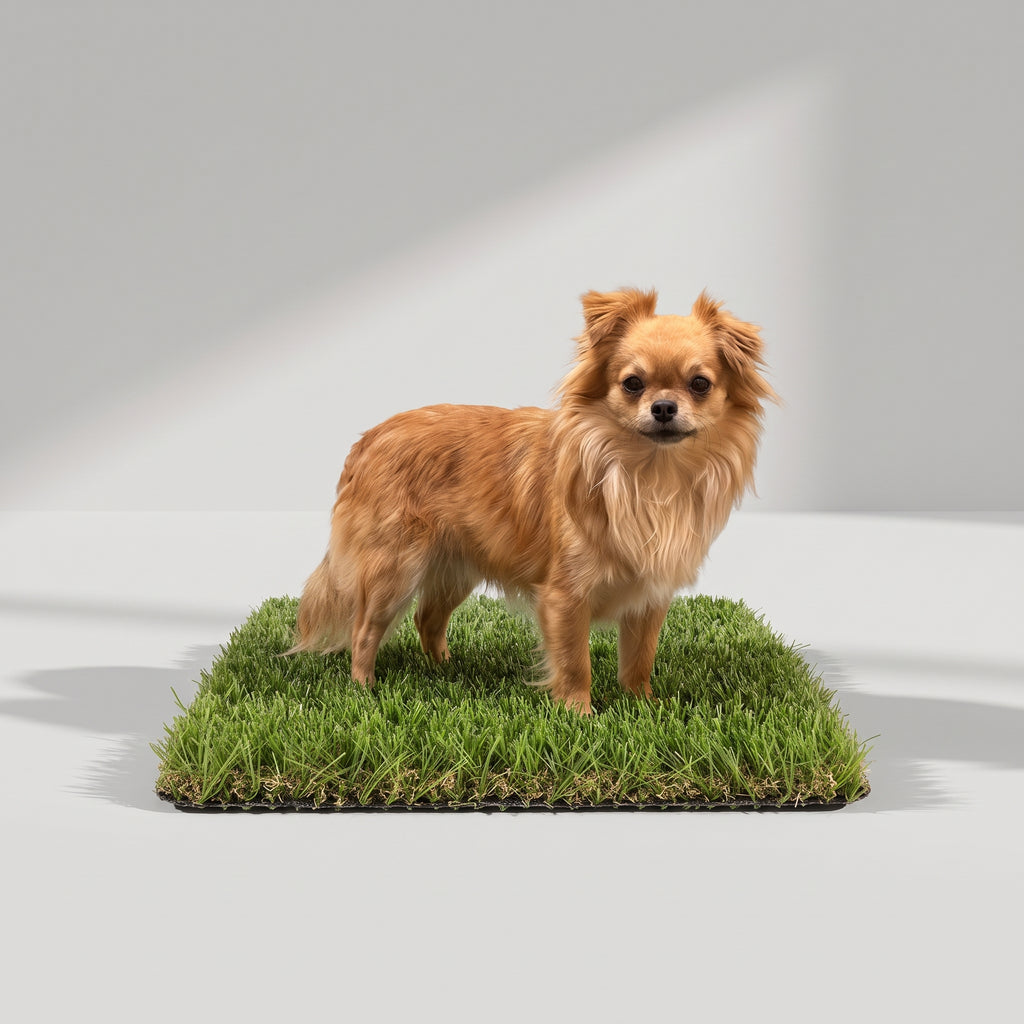 Dog Artificial Grass with a chihuahua, studio photo