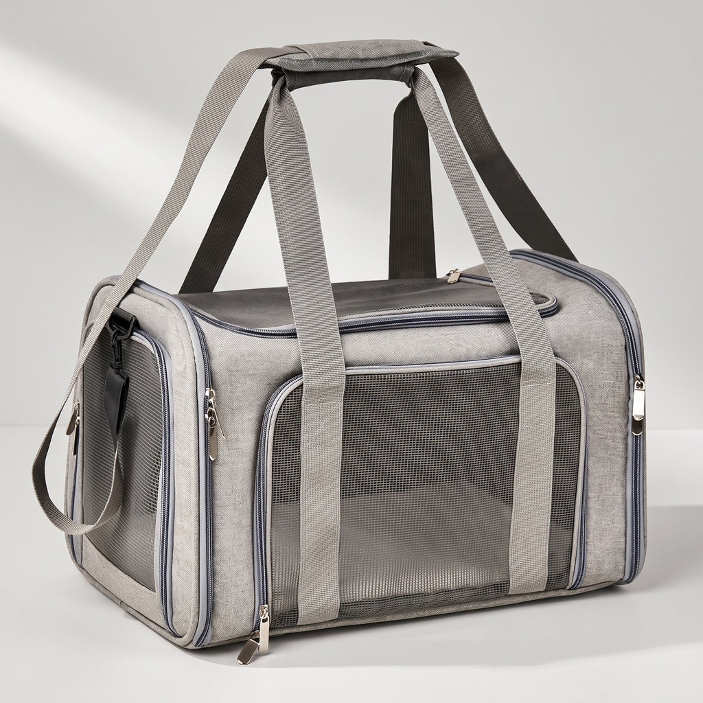 Dog Bag Carrier, studio photo on a light grey background