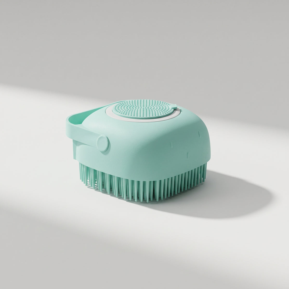 Dog Bath Brush, studio photo on a light grey background
