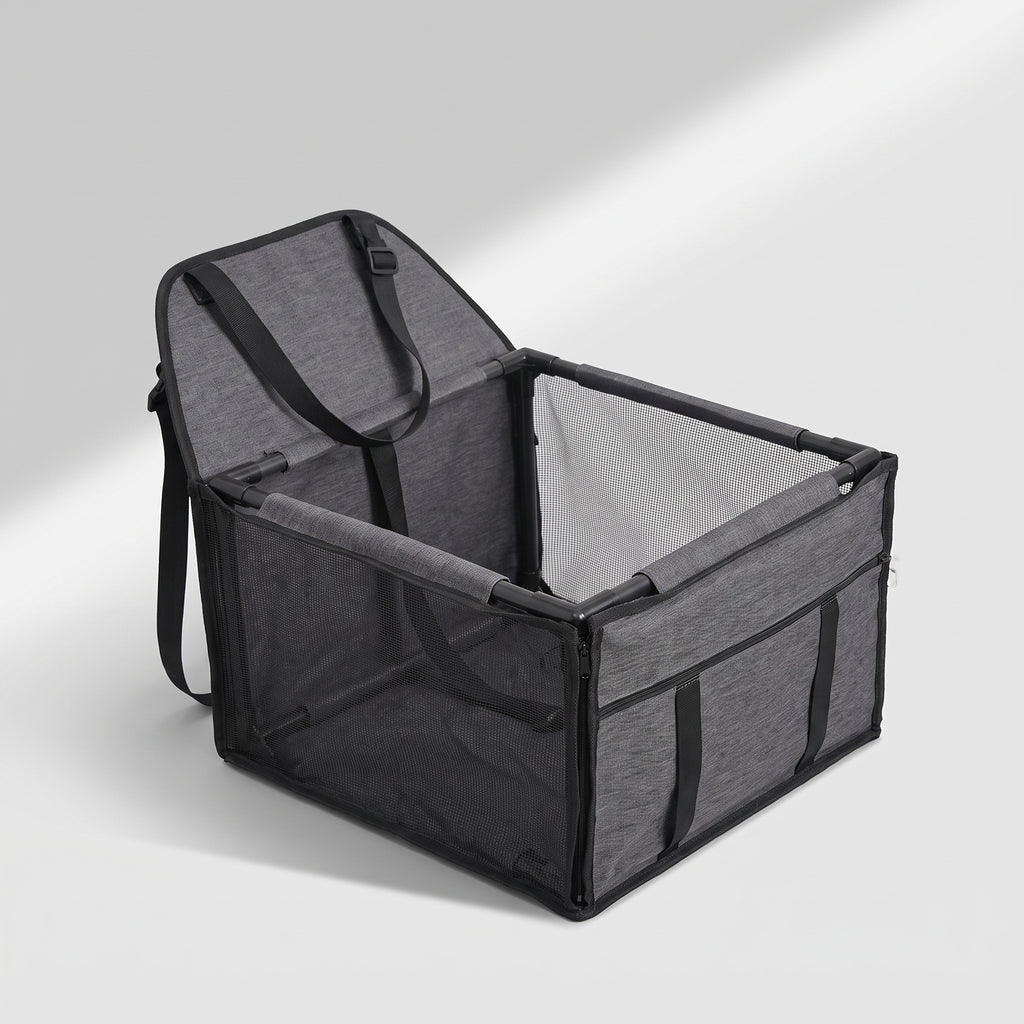 Dog Car Booster Seat, studio photo on a light grey background