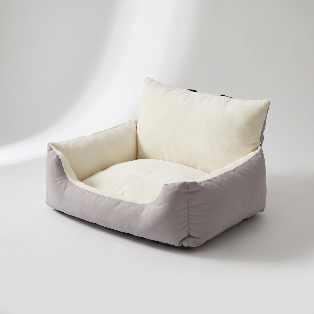 Dog Car Seat Bed for Small Dogs, Cushioned, studio photo on a light grey background
