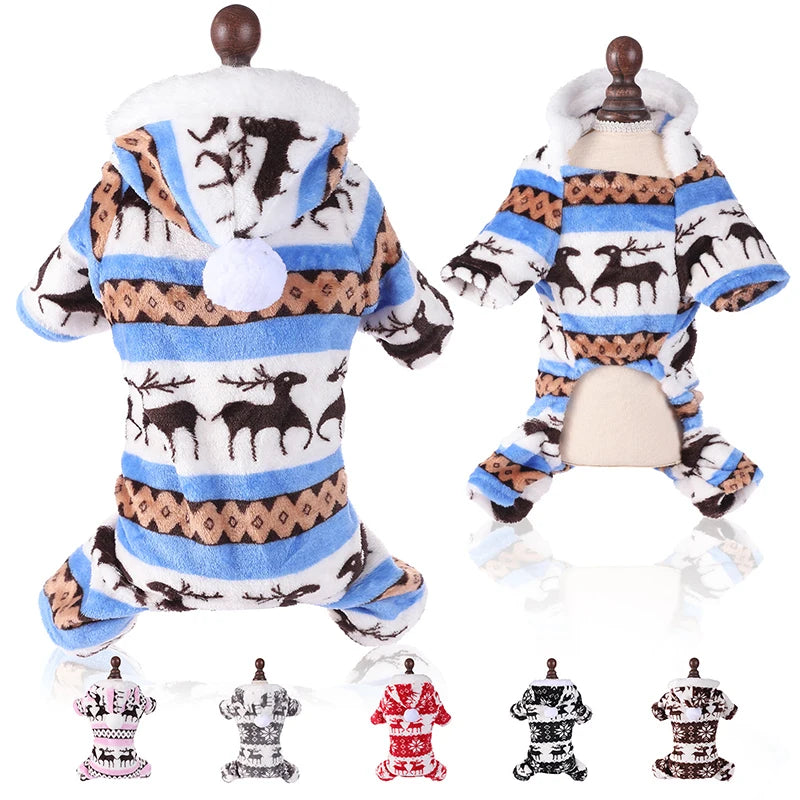 Dog Christmas Pajamas in Blue