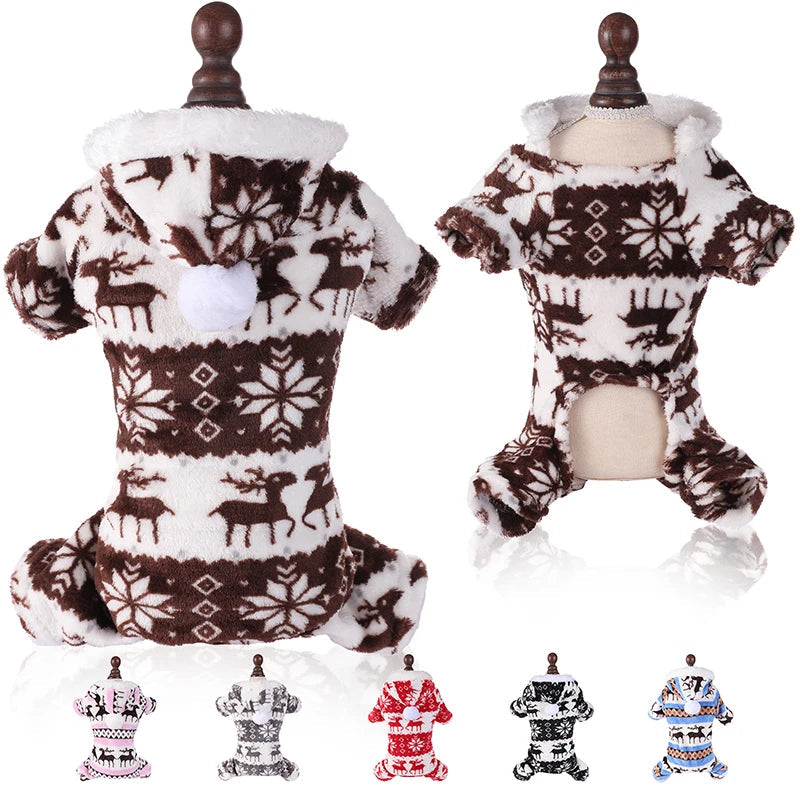Dog Christmas Pajamas in Coffee