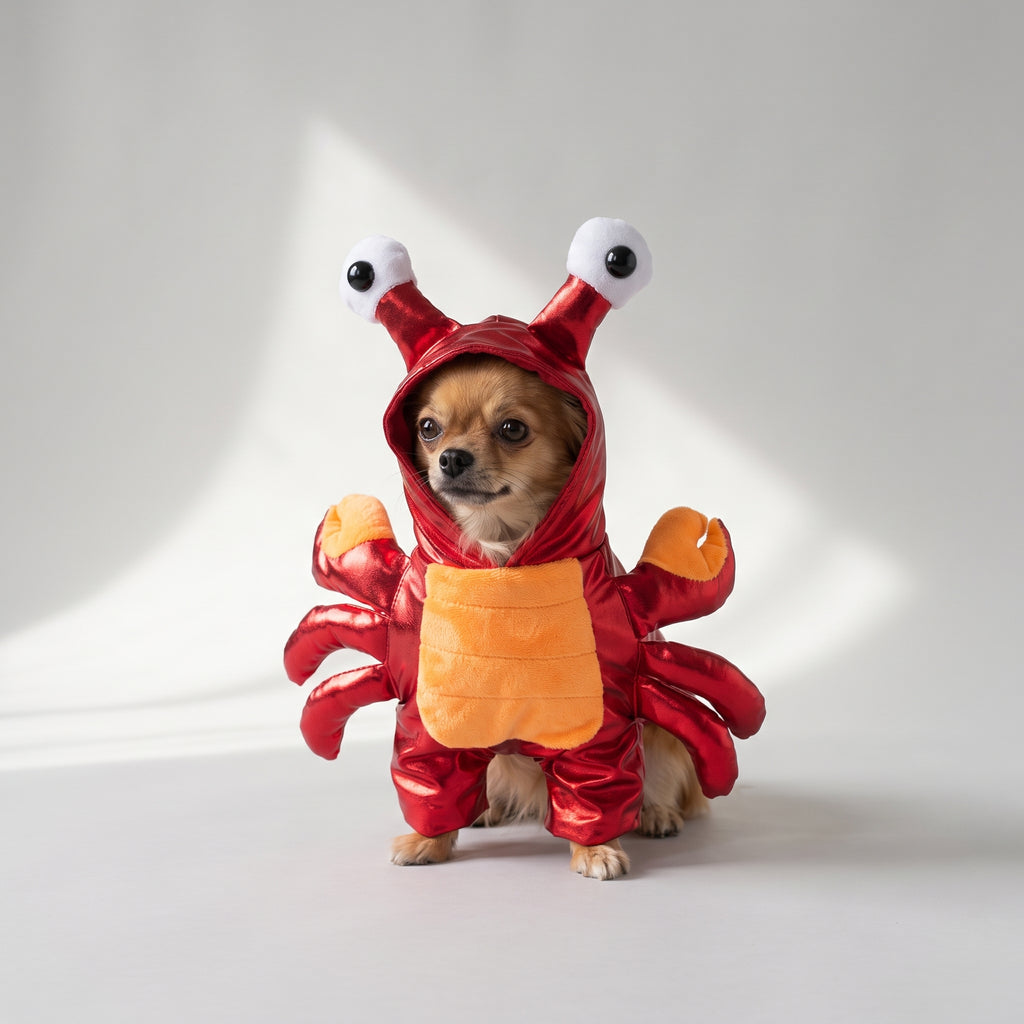 Dog Crab Costume with a chihuahua, studio photo
