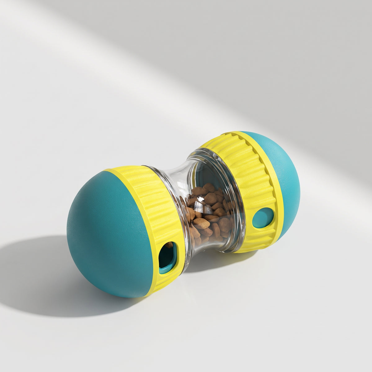 Dog Food Dispensing Toy, studio photo on a light grey background