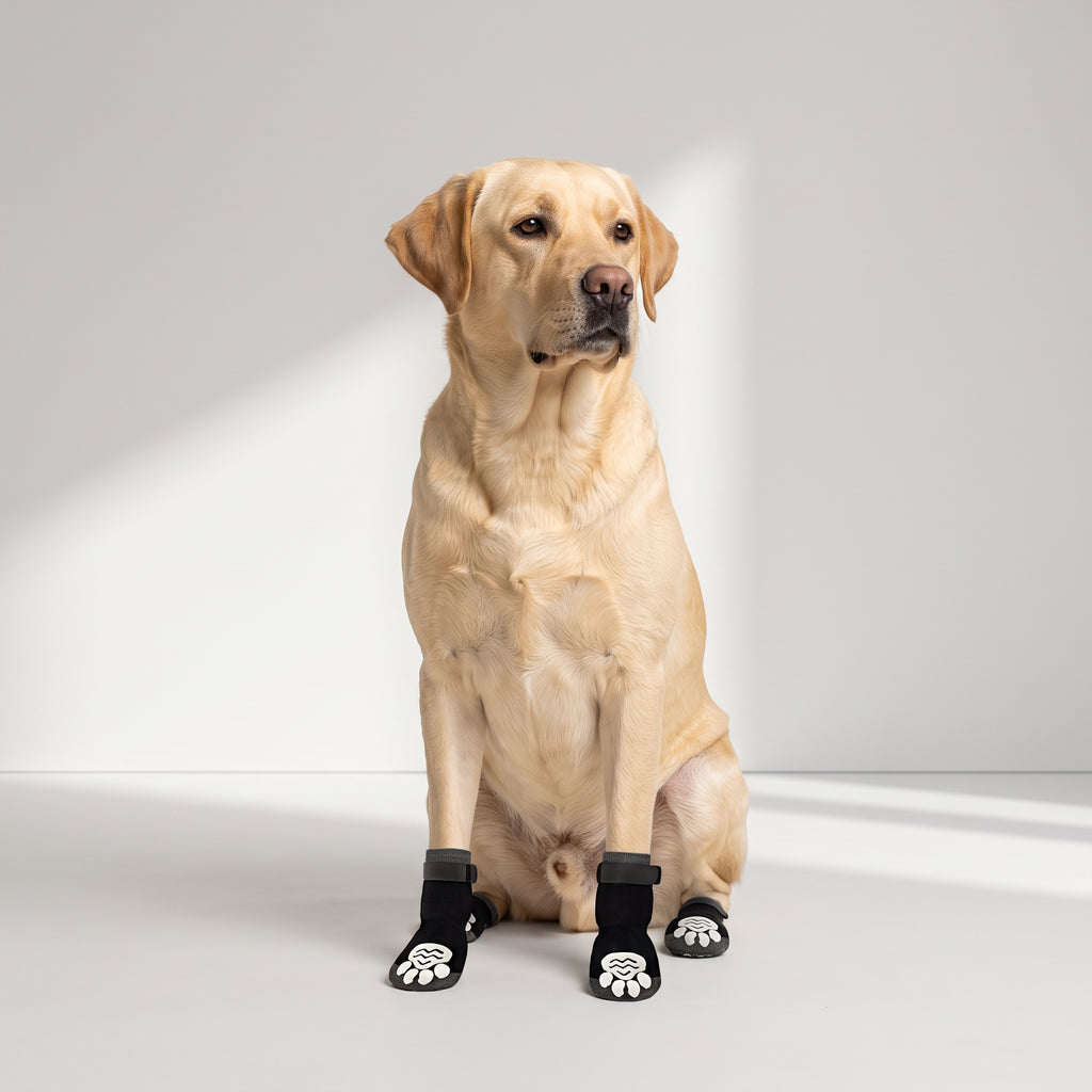 Dog Grip Socks with a Labrador, studio photo