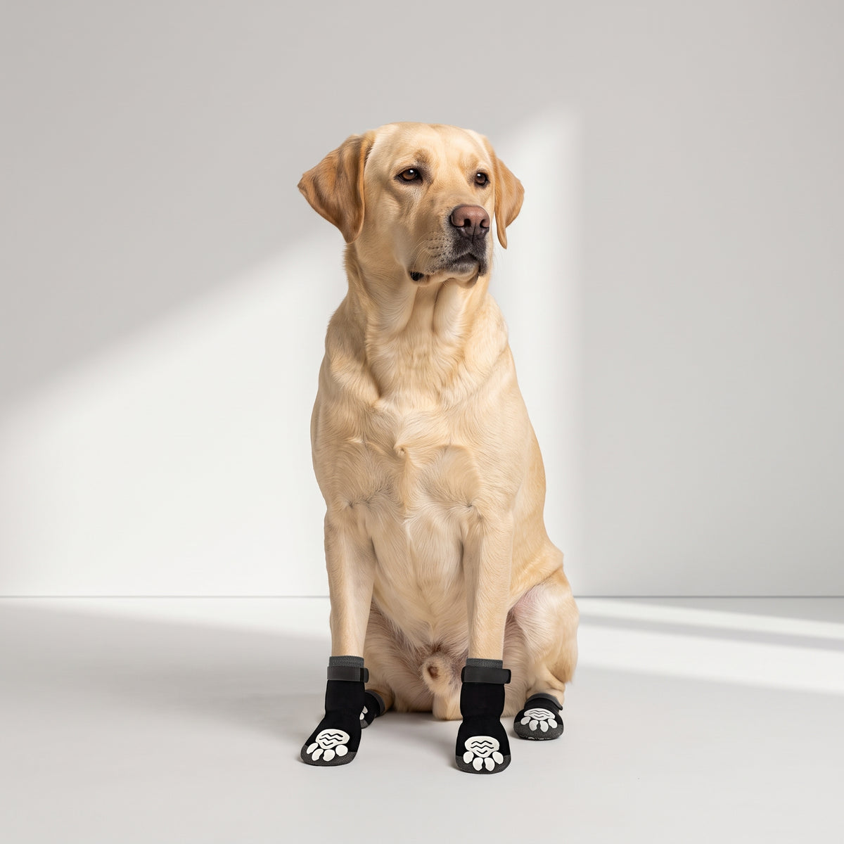 Dog Grip Socks with a Labrador, studio photo