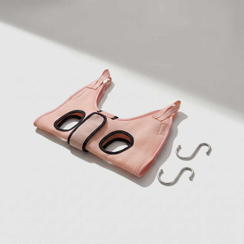 Dog Grooming Hammock, studio photo on a light grey background