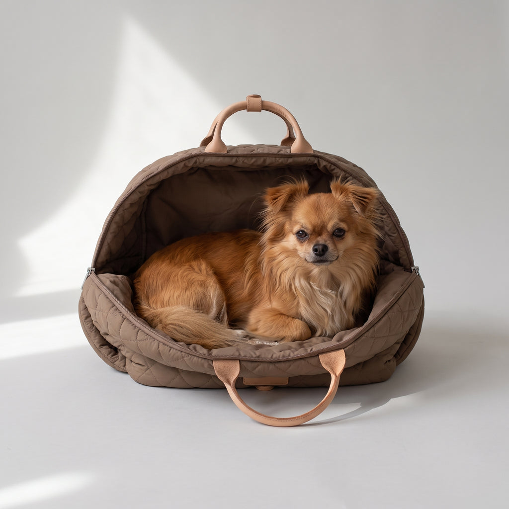 Dog Handbag Carrier with a chihuahua, studio photo