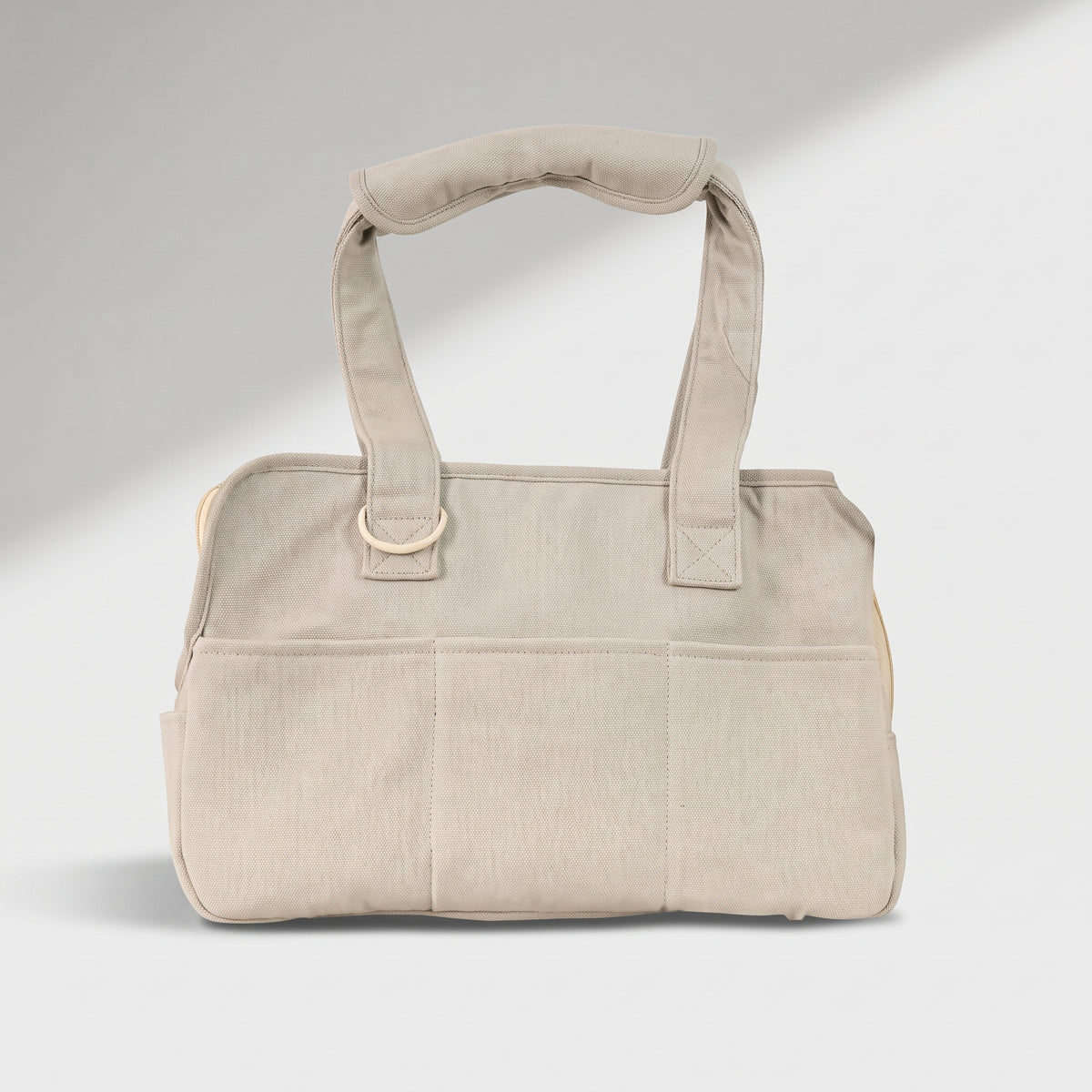 Dog Handbag, studio photo on a light grey background