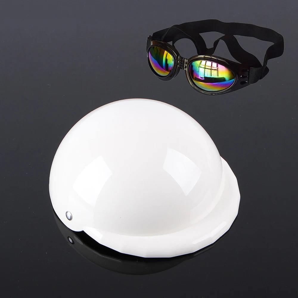 Dog Helmet For Motorcycle in White